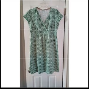 Boden Green/White Short-Sleeve Jersey Dress US12R